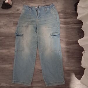 Almost Famous Light Blue Boyfriend Cargo Jeans